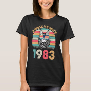 Camiseta Gato Fantástico Desde 1983 Feliz Aniversário Para