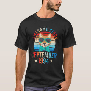 Camiseta Gato Fantástico Desde setembro de 1994 Feliz Anive