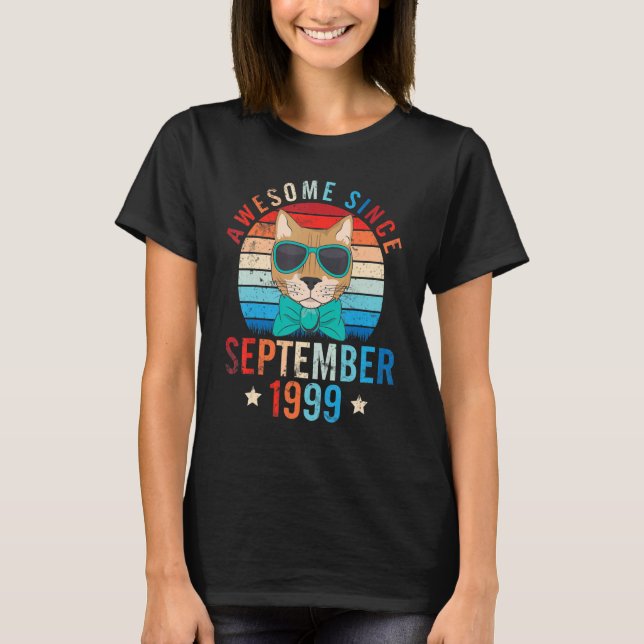 Camiseta Gato Fantástico Desde setembro de 1999 Feliz Anive (Frente)