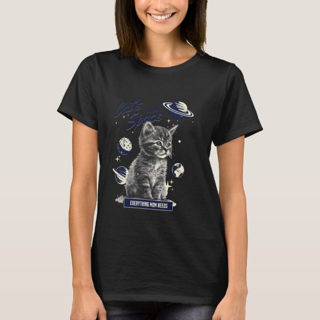Camiseta Gato Fascinante e Design Espacial (Frente)