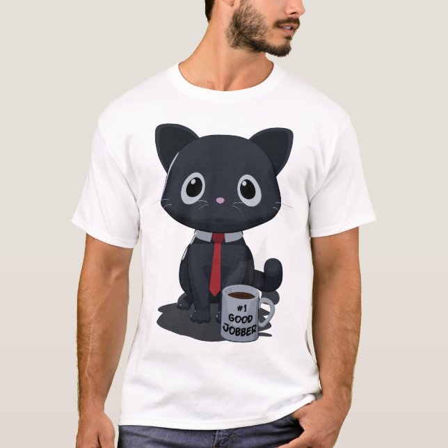 Camiseta Gato Fazedor de Tarefas Número Um (Frente)