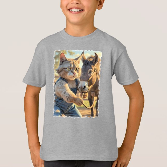 Camiseta Gato fazenda com burro! (Frente)