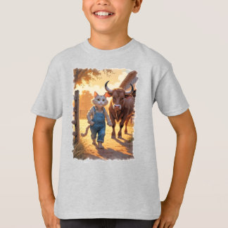 Camiseta Gato fazenda com Touro!