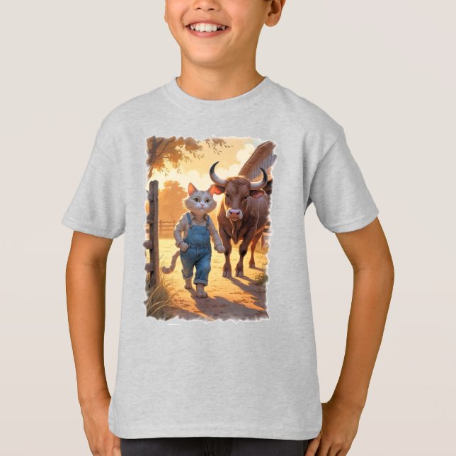 Camiseta Gato fazenda com Touro! (Frente)