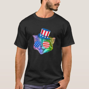 Camiseta Gato Felino Arco-íris 4 de Julho Bandeira American