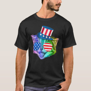 Camiseta Gato Felino Arco-íris 4 De Julho T- Bandeira Ameri
