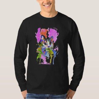Camiseta Gato - Felino De Cor Da Água - Gráfico Único De Fe