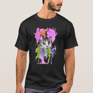 Camiseta Gato - Felino De Cor Da Água - Gráfico Único De Fe