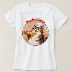 Camiseta Gato Feliz Chef com Pizza