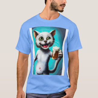 Camiseta Gato Feliz com Cerveja 1