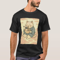 Gato Feliz Comendo Ramen nas Nuvens