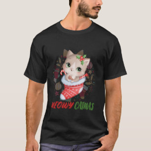 Camiseta Gato Feliz De Catmas, Gato Bonito De Natal, Menina