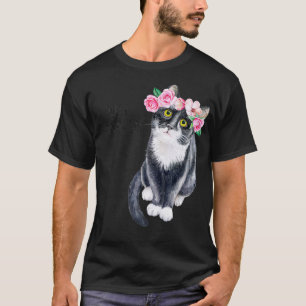 Camiseta Gato Feliz De Dia de as mães Com Flores Cat Mãe G