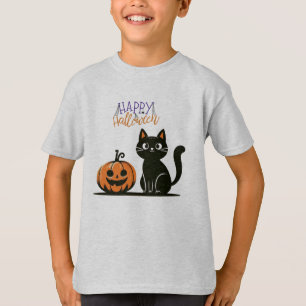 Camiseta Gato feliz de Halloween & abóbora