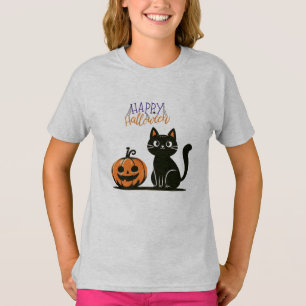 Camiseta Gato feliz de Halloween & abóbora