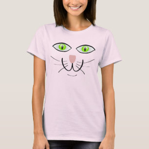 Camiseta Gato Feliz de Olhos Verdes Desenho com Gritantes