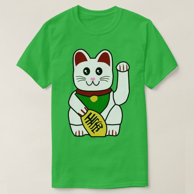 Camiseta Gato Feliz de Sorte Japonês (Frente do Design)
