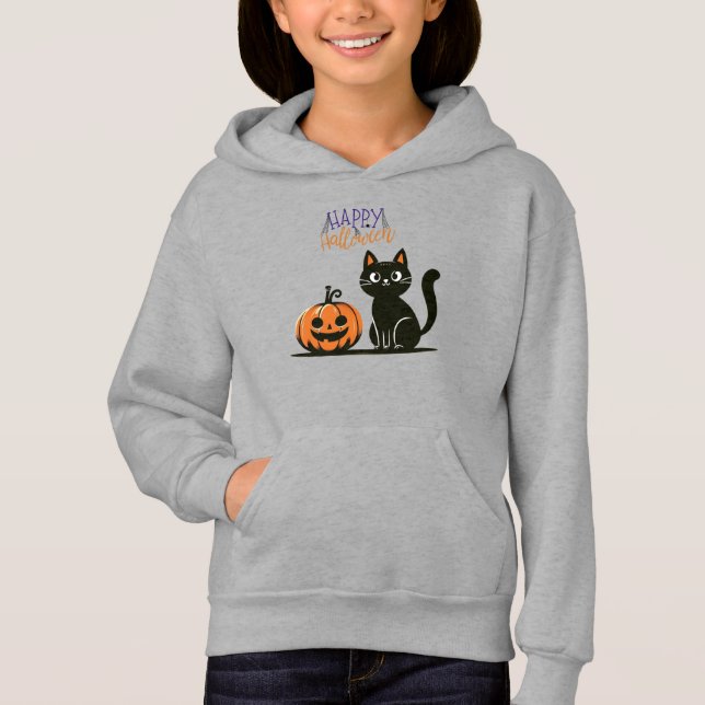 Camiseta Gato Feliz Halloween & abóbora (Frente)