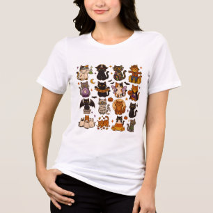 Camiseta Gato Feliz Halloween Abóbora Fofa Gato Assustador