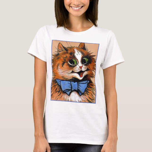 Camiseta Gato feliz (imagem do vintage) (Frente)