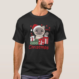 Camiseta Gato Feliz Natal Animais de Inverno Gatos Natal