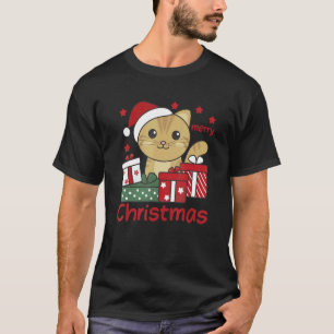 Camiseta Gato Feliz Natal Animais de Inverno Gatos Natal
