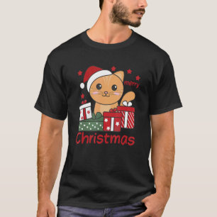 Camiseta Gato Feliz Natal Animais de inverno Gatos Natal
