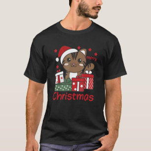 Camiseta Gato Feliz Natal Animais de inverno Gatos Natal