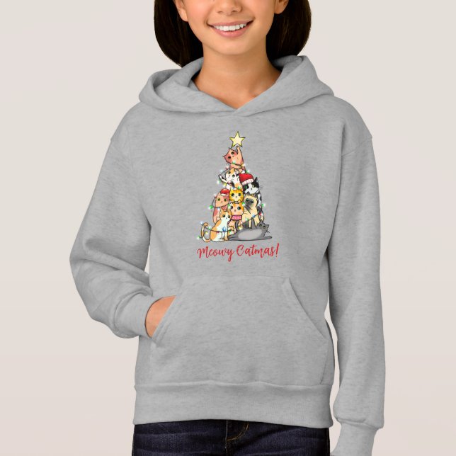 Camiseta Gato Feliz Natal Meowy Árvore de Natal (Frente)