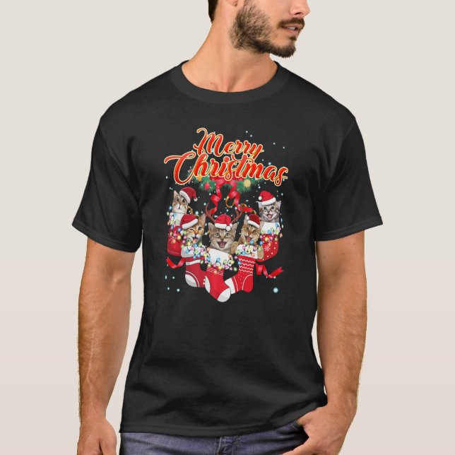 Camiseta Gato Feliz Natal para Gato (Frente)