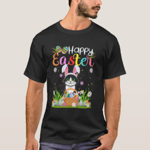 Camiseta Gato Feliz Páscoa Caça ao Ovo Coelho Orelha Gato P
