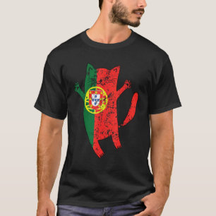 Camiseta Gato Feliz Português Bandeira de Portugal