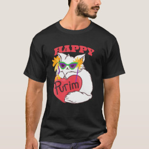Camiseta Gato Feliz Purim Roupa Engraçada Festa Judaica Pur
