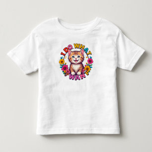 Camiseta Gato Feliz Rodeado por Flores Vibrantes