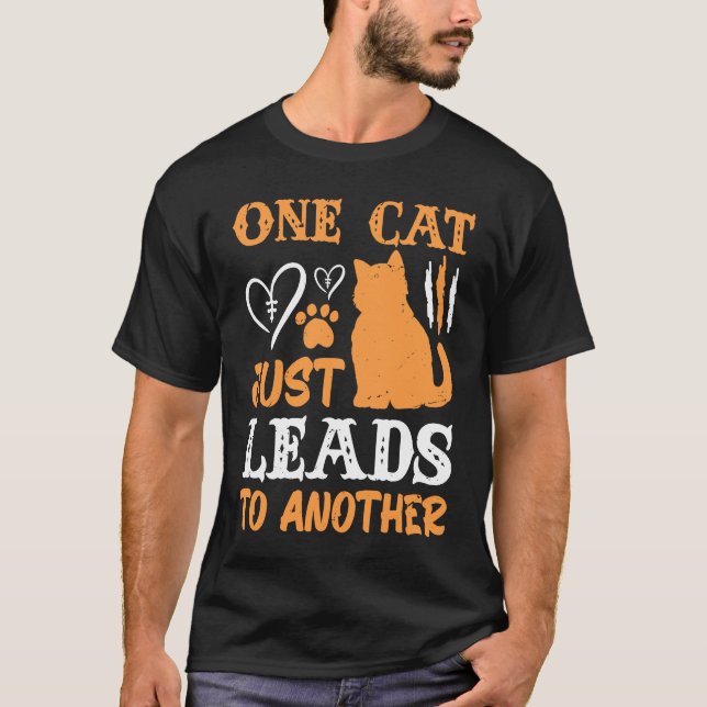 Camiseta gato feliz um gato leva a outro (Frente)