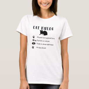 Camiseta Gato feminino Regras Gráficas Impressão 100% Algod
