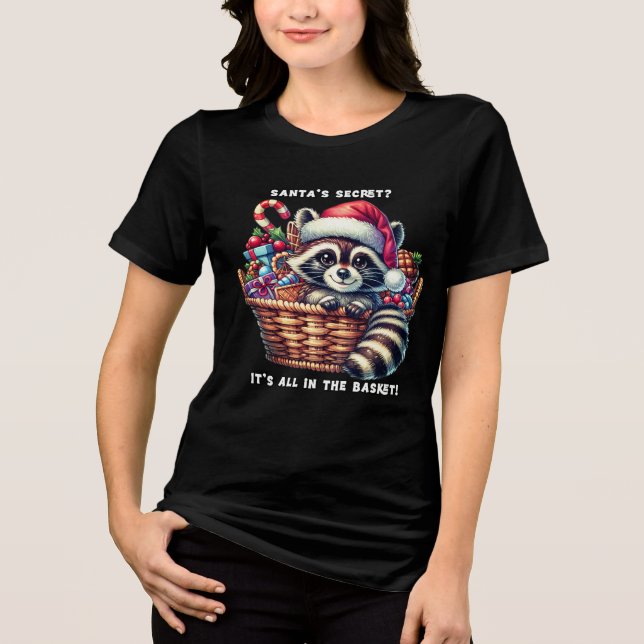 Camiseta Gato festivo numa cesta com presentes de Natal (Frente)