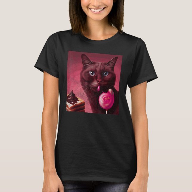 Camiseta Gato Flamingo Chocolate (Frente)