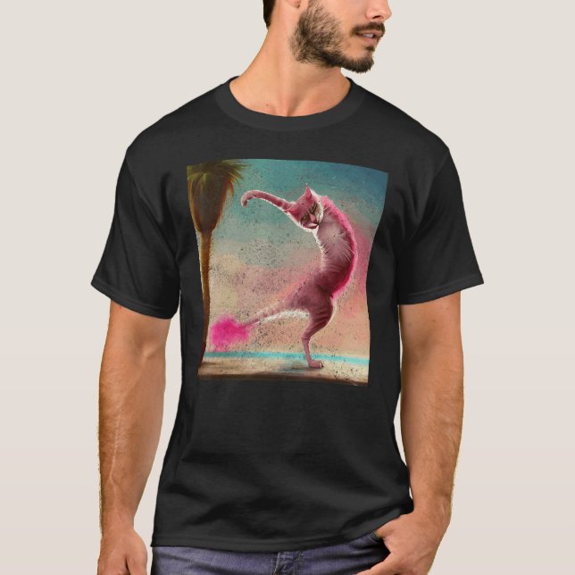Camiseta Gato Flamingo Dança Dabbing (Frente)