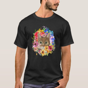 Camiseta Gato Floral da Primavera E Flores da Primavera Faz