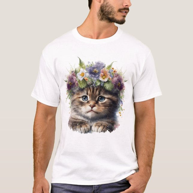 Camiseta Gato Floral de Cólvora (Frente)