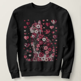 Camiseta Gato Floral do Amor – Gatinho Botânico Rosa Românt