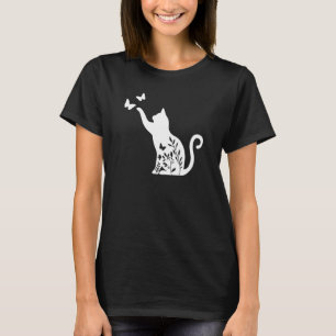Camiseta Gato Floral, Gato Com Flor, Gato de Flor Silvestre