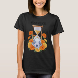 Camiseta Gato Floral Meowmento Mori Relógio de Areia