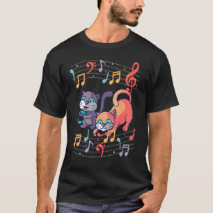 Camiseta Gato Fofinho Gatito Toca Nota Musical Clave Músico