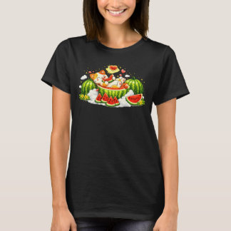 Camiseta Gato Fofo Adormecido na Melancia 