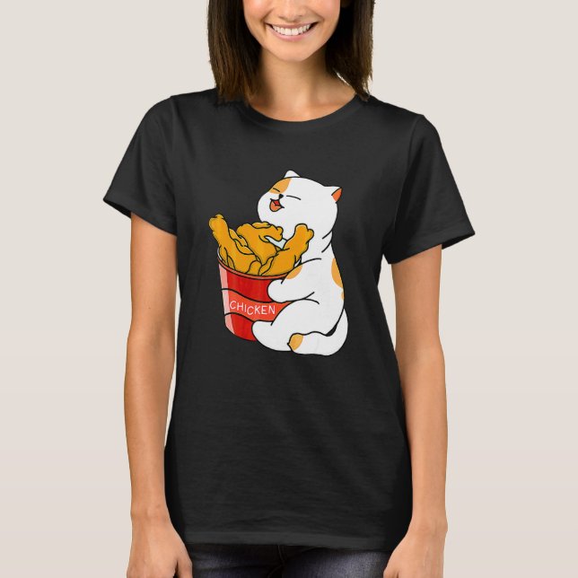 Camiseta Gato Fofo Ama Frango Frito Gato Ama Frango Frito (Frente)
