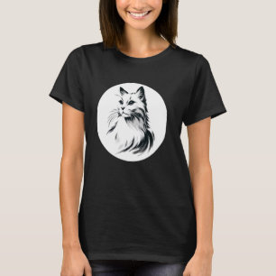 Camiseta Gato Fofo Amante de Gatinhos Arte de Silhueta Clás