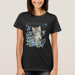 Camiseta Gato fofo & flores fur-get-me-not presente mul