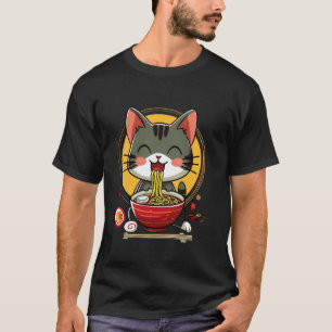 Camiseta Gato Fofo Apreciando o Delírio do Ramen
